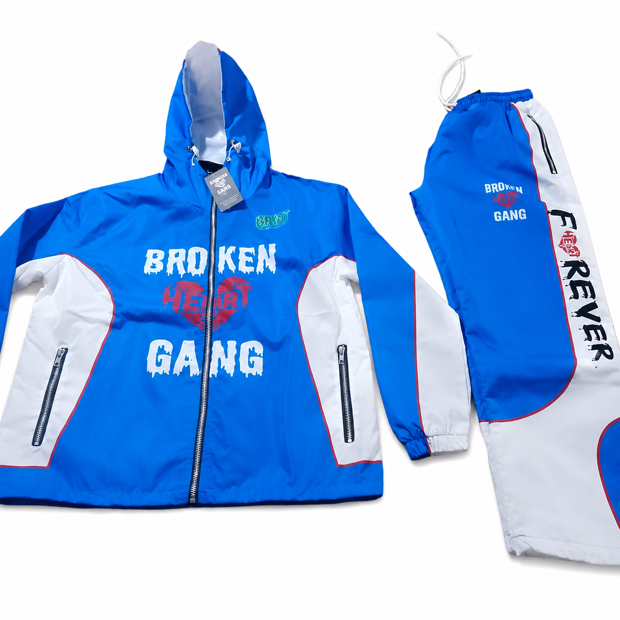BROKEN HEART GANG WINDBREAKER PANTS SET BLUE