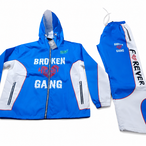 BROKEN HEART GANG WINDBREAKER PANTS SET BLUE